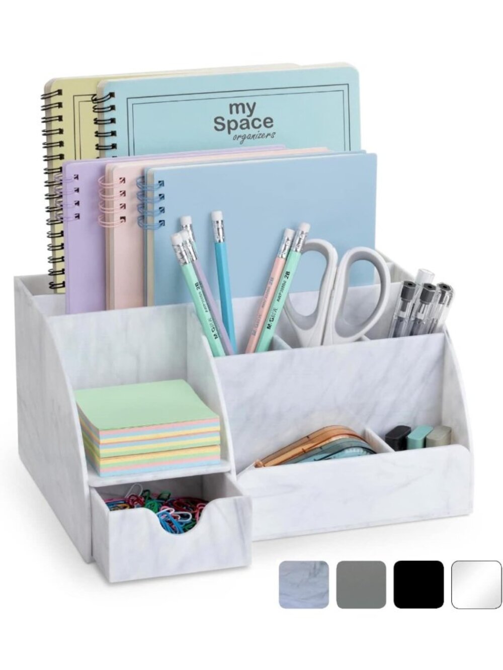 Stylish Marble Desk Organizer - 9 Sections for Office Supplies & Accessories